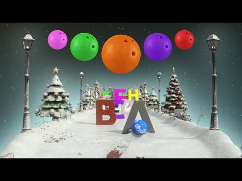 🎅 Alphabet Song Learn Holiday Ball Kinetic Sand Presents Snowmen Fruits! ❄️🍎 Fun Bowlinh for Kids!