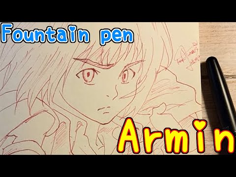 Drawing anime with fountain pen|Armin|Attack on Titan|TenK Draws