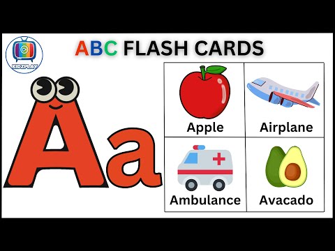 ABC Flash cards for Toddlers | Babies First Words | A to Z Four Words with Pictures | KIDZPLAY