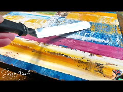 Artistic Exploration: Abstract Geometric Painting Using the Scraping Technique with Masking Tape