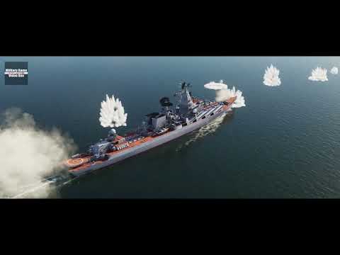 Russian navy cruiser Moskva under attack and sinking... (DCS:World 4k video)