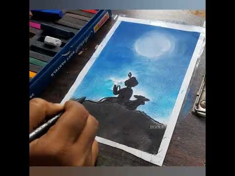 janmaastami spacial drawing easy with soft pastel//easy drawing of Krishna//Krishna drawing easy