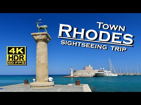 Rhodes Greece city center sightseeing in 4K 60fps HDR 💖 The best places 👀 Motorbike trip , city ride