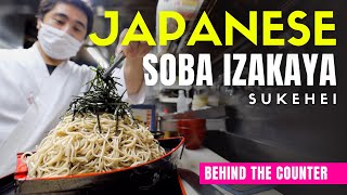 Behind the Counter at a Japanese Soba Izakaya Restaurant