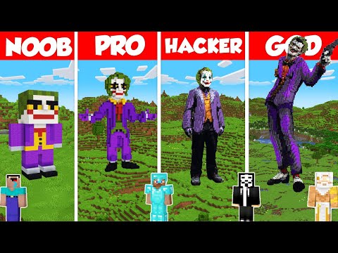 Joker Statue Build Battle Challenge - Noob vs Pro vs Hacker vs God - Minecraft Animation