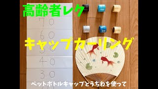 【👵👴室内ソロレクリエーション】ペットボトルキャップとうちわを使って『キャップカーリングゲーム』