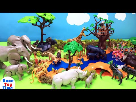 Learn Animal Names with Playmobil Animal Figures in Waterhole