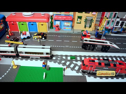 Lego passenger train and other lego train crashes in Lego city & other Lego train videos | Kiddiestv