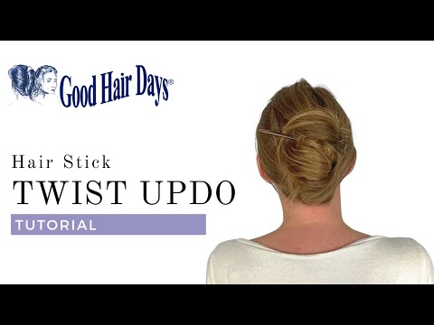 Quick & Easy Hair Stick Twist Updo on Long Hair. Long hair chopstick hairstyle.