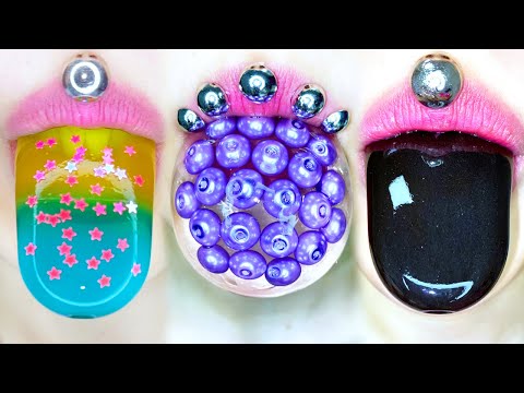 ASMR AURORA JELLY PURPLE PEARL PUDDING BLACK GUMMY MUKBANG 오로라 젤리 보라 펄 젤리 블랙홀 푸딩 입술 먹방