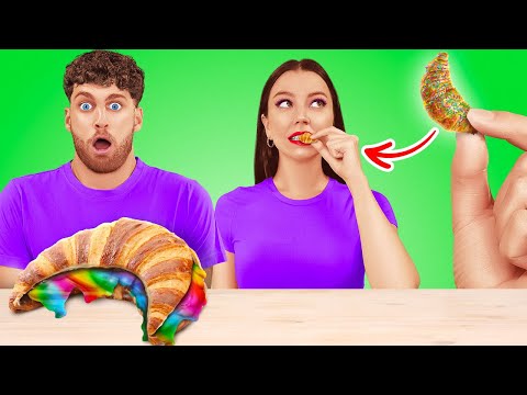 NEW 123 GO! Super Sized Vs Small Food Challenge! Mini Supplies To Cook Tiny Food!