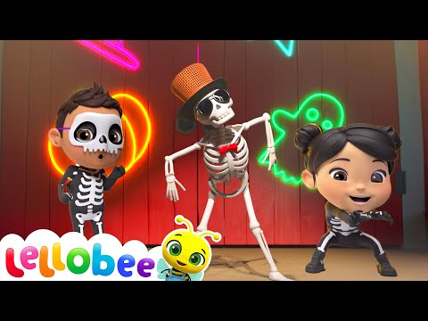 Groovy Skeleton Dance! Learn the Coolest Halloween Moves! 💀🎶 | 🍯 Lellobee Kids Songs & Cartoons!