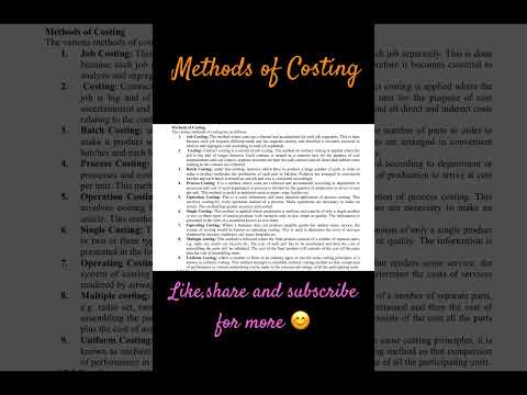 METHODS OF COSTING | #costaccounting #trending #shortsfeed #shorts