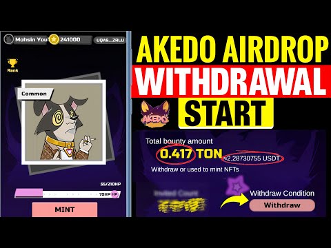 Akedo Airdrop Withdrawal Process | Akedo Airdrop Listing Withdraw | AKEDO NFT Telegram Airdrop