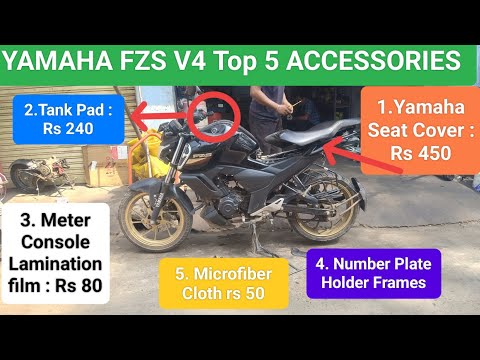 Yamaha fzs V4 2025 Accessories l Fz v4 Accessories l Seat cover Tank Pad Keychain Number plate Frame