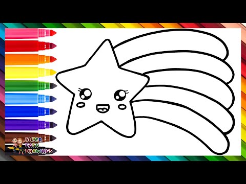 Draw and Color a Shooting Star 🌠🌈 Drawings for Kids