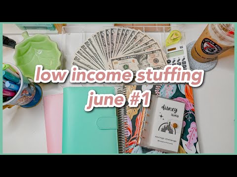 cash envelope stuffing & GIVEAWAY | june week #1 | low income budget | savings challenges