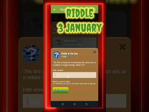 Riddle Of The Day Zoo 3 January | Zoo Riddle Of The Day Code | Riddle Of The Day Zoo