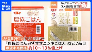 JAグループのパックご飯7品目が値上げへ 米不足で原料価格上昇　11月1日～最大13%の希望小売価格を引き上げ｜TBS NEWS DIG