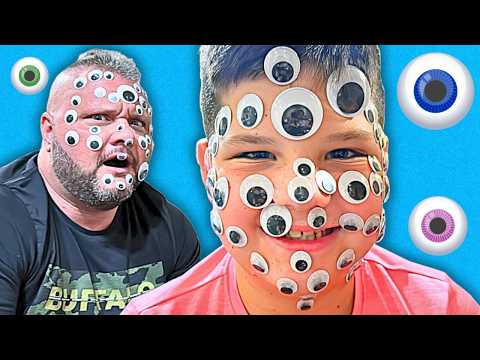 100 LAYERS of EYEBALLS with Caleb and DAD! Playing Funny New Game with Mom!