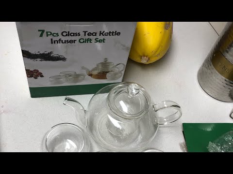 Moss & Stone Glass Tea Kettle Gift Set #trending #teatime #unboxing