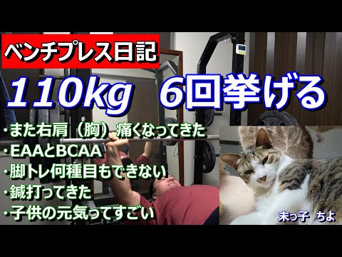 【ベンチプレス日記】110kg 6回挙げる！　2023年1月11日（水）