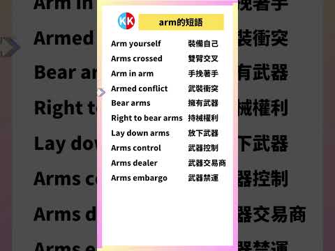 【零基礎英文短語】arm 短語 #英文  #英文短語 #常見短語 #基礎英文短語 #跟讀英文單詞 #英文聽力