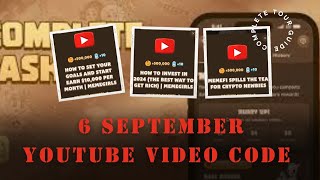 Memefi youtube video all code 6 September #memefi #memeficode