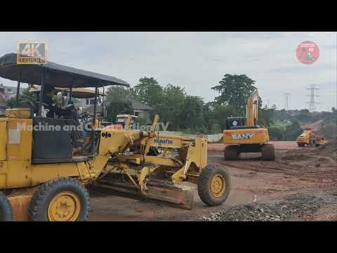 HEAVY EQUIPMENT TEAM! EXCAVATOR MOTOR GRADER AND VIBRO IN ROAD CONSTRUCTION