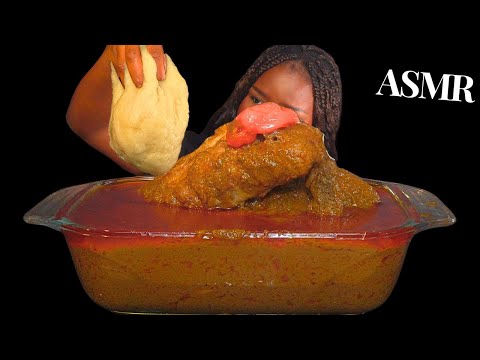 ASMR FUFU & PALMNUT SOUP MUKBANG |BBQ turkey wings banga soup| No Talking) Soft Eating Sounds