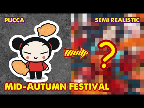 Watercolor Pucca - Semi realistic style | Mid-Autumn Festival 2022 #hutachanstudio