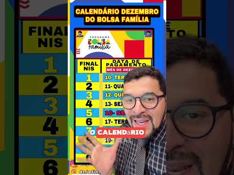 CALENDÁRIO DO BOLSA FAMÍLIA DO MÊS DE DEZEMBRO! VEJA O CALENDÁRIO OFICIAL!