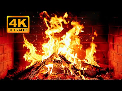 🔥 Cozy Fireplace 4K (12 HOURS). Fireplace with Crackling Fire Sounds. Fireplace Ambience