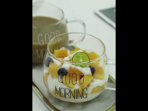 [Little B House] Good Morning Cup Breakfast Mug Transparent Breakfast Coffee Cup 早餐杯 透明玻璃杯 - KW144