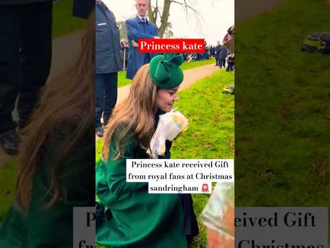 Princess kate receiving gift from royal fans at Christmas sandringham walk  #shorts #katemiddleton