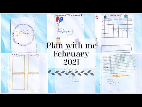 Bullet Journal set up, My 2021 February bullet journal,Plan with me.