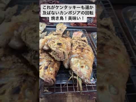 ケンタッキーより美味い！カンボジアの手焼き出来たて焼き鳥！たぶんダック。