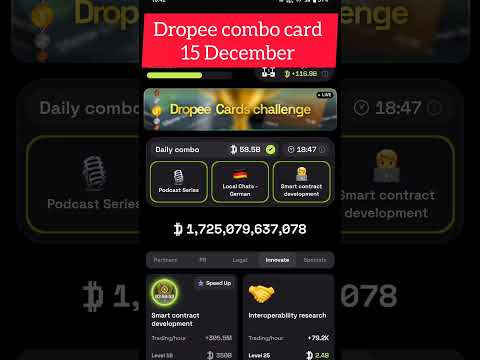 DROPPEE 15 DECEMBER COMBO CARD DROPEE AIRDROP UPDATE