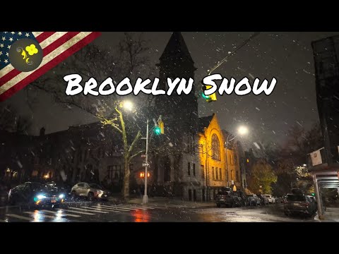 Snowing - in NYC Brooklyn Park Slope  , Virtual walking 4K Tour