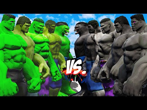 TEAM GREEN HULK VS TEAM BLACK HULK - HULK BATTLE - EPIC SUPERHEROES WAR