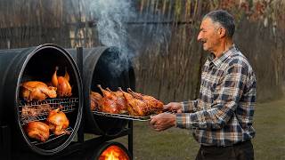 Village-Style Smoked Chicken: Juicy Meat Cooked in a Barrel🛢️🔥