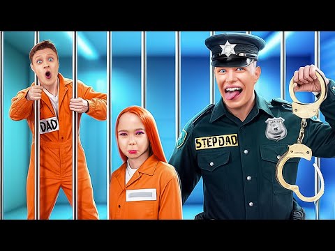 Dad vs Stepdad in Jail! Cool Parenting Hacks & Funny Situations! How to Escape from Prison!