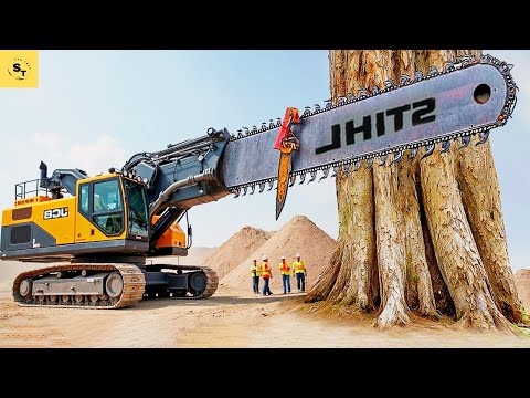 Extreme Dangerous Fastest Big Chainsaw Cutting Tree Machines | Monster Stump Removal Excavator #485