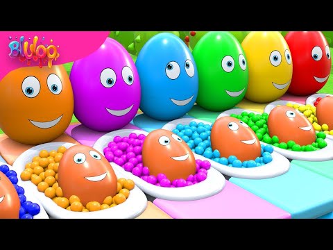 Surprise Eggs Kids Song | Colorful Eggs | BluLoo Nursery Rhymes & Kids Songs