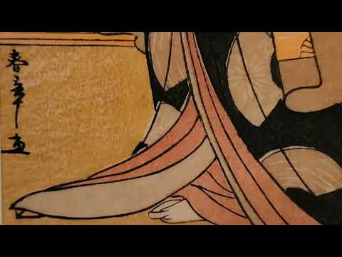 勝川春章 Katsukawa Shunsho(1743-92)《四代目岩井半四郎の団扇太鼓持ち女》細判 錦絵 1枚江戸時代・18世紀東京国立博物館 蔵