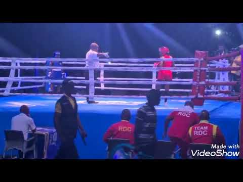 KINSHASHA,UGANDA'S Teddy Nakimuli lose by RSC against DRC's Nyembo Gisele, International Boxing Day.