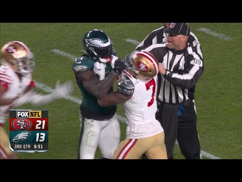 AJ Brown & Charvarius Ward FIGHT 🤬😱 Eagles Vs 49ers 2023 highlights