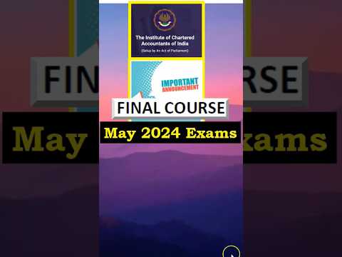 ICAI Most Important Announcement | Last Date Correction Window CA Final May 2024 | ICAI Exams