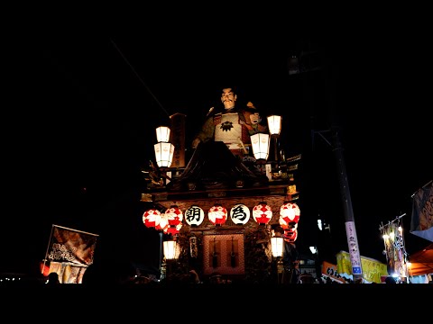 佐原の大祭2024秋　上中宿区　中日夜の曳き廻し　東通り〜諏訪神社鳥居〜セブンイレブン