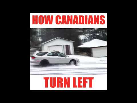 How Canadians turn left car drive on a snowy road , benefits of winter tire